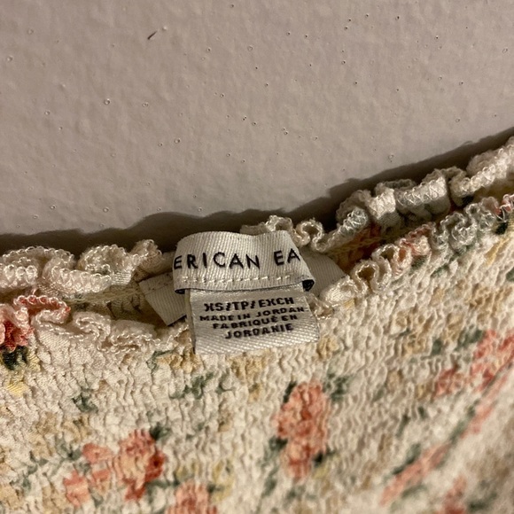 Cream & Pink Square Neck On/Off Shoulder Blouse (XS) - Picture 5 of 7